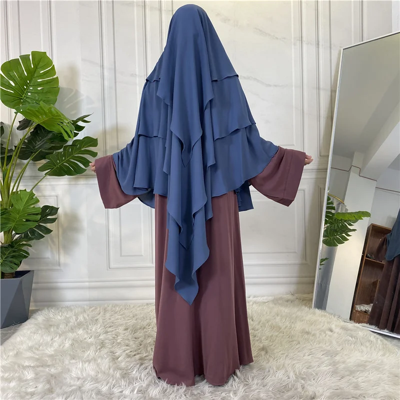 Womens Muslim Hijab Fashion Three-layer Scarf Shawl Prayer Headscarf Middle East Saudi Arabia Islam Ramadan Abaya Headdress