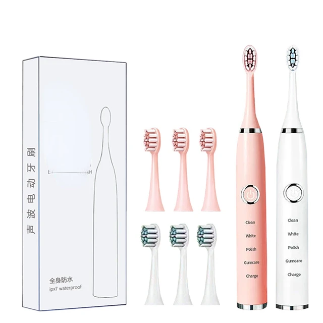 

Зубная щетка es для взрослых и детей, умный таймер, перезаряжаемая отбеливающая зубная щетка с насадками