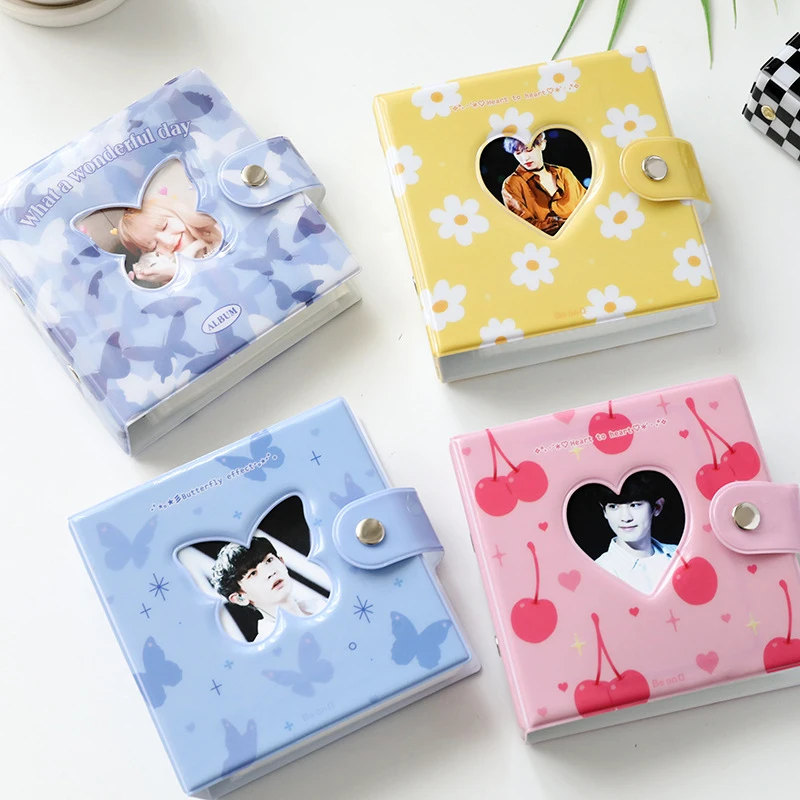 

3 Inch Photo Album Love Heart Hollow Photocard Holder Kpop Card Binder Cute Flower Album Instax Scrapbook Album Collect Book