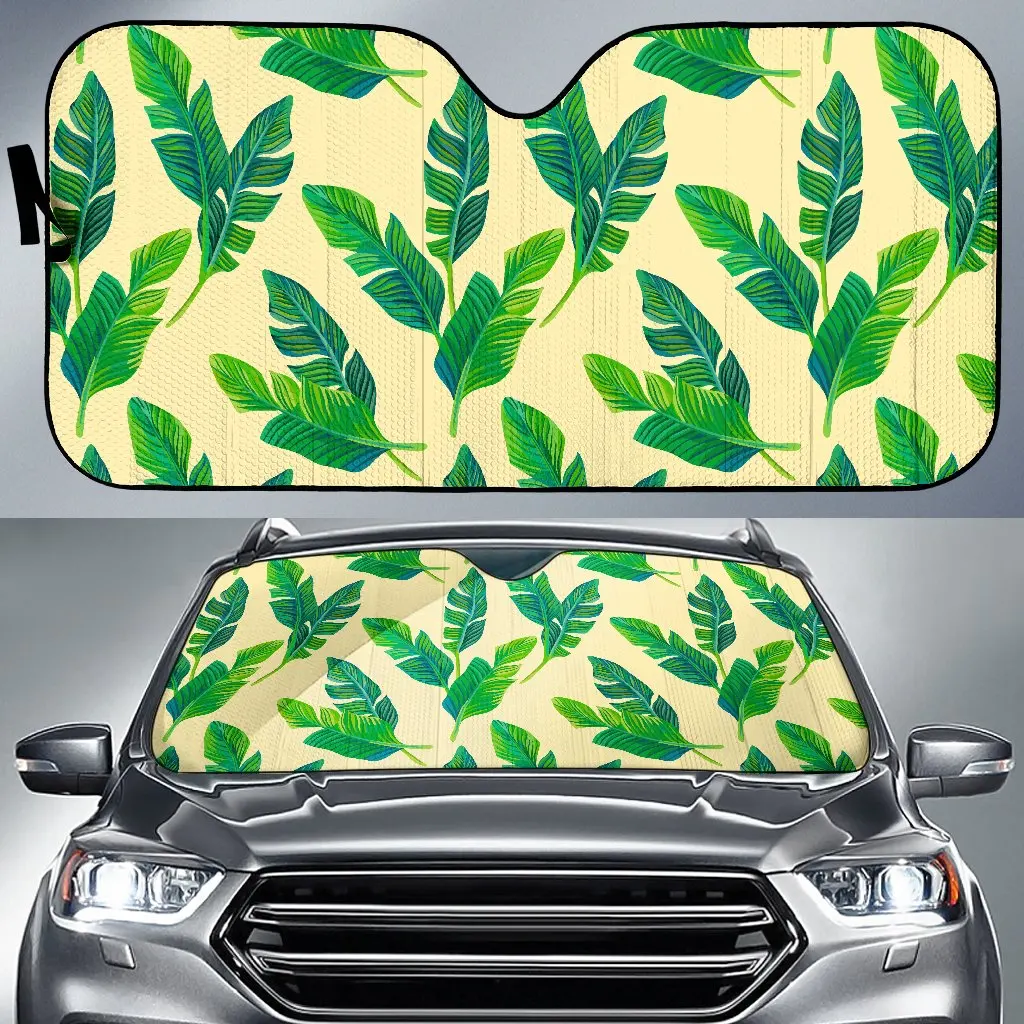 

Tropical Banana Palm Leaf Pattern Print Car Sun Shade