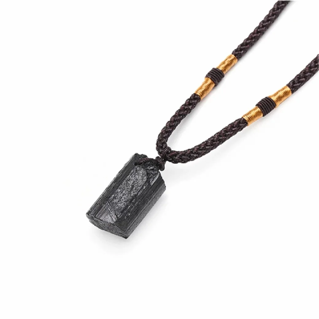 

1pcs natural crystal black tourmaline original stone pendant pendant original stone polishing length 20-30mm