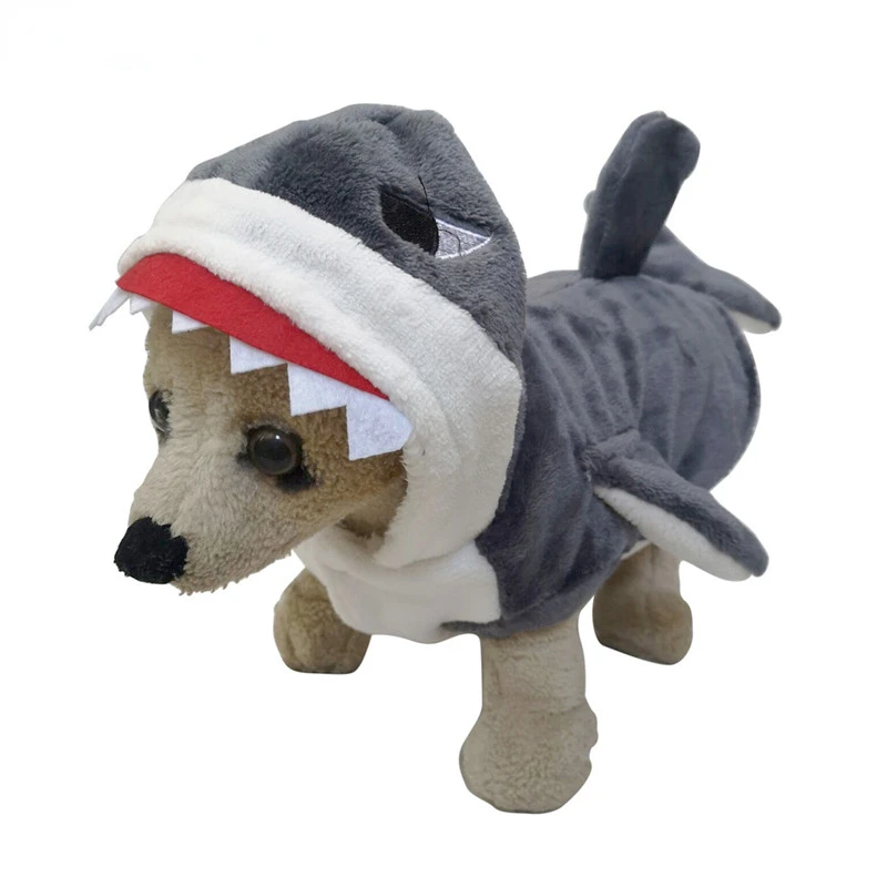 

1pc Pet Dog Cosplay Clothes Cute Shark Jaws Fancy Dress Costume Puppy Coat Jacket Outfit Adorable Gray Hoodies S-XL Size