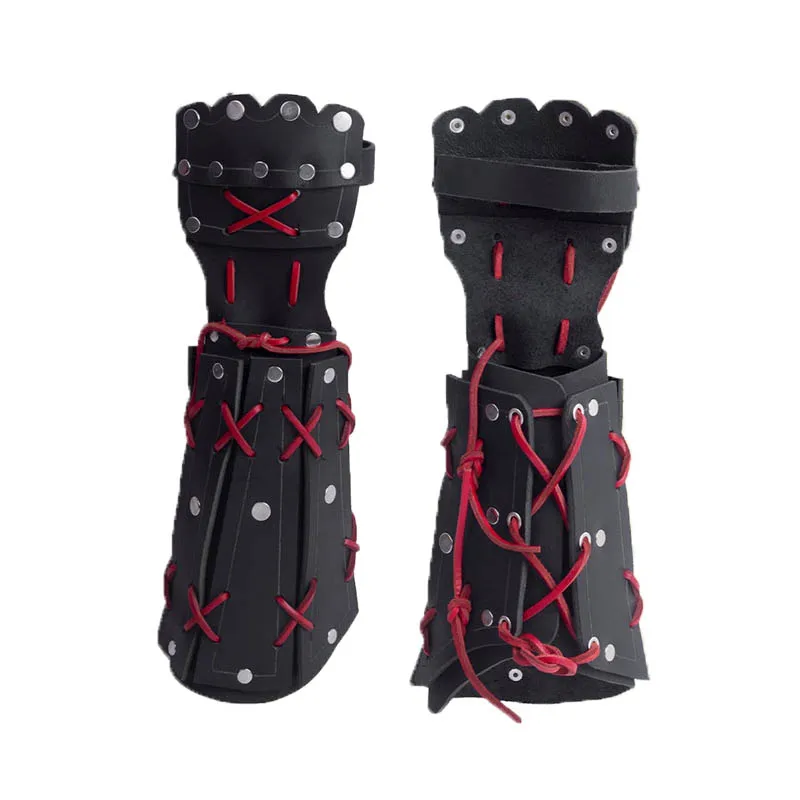 

Adult Medieval Battle Warrior Rapp Knight Arm Wrist Bandage PU Leather Armor Bracers Rivets Steampunk Archer Gloves Men Cosplay