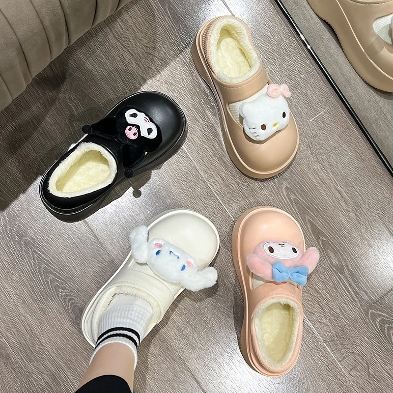 

Kawaii Sanrio детская хлопковая обувь Cinnamoroll Hello Kittys Kuromi симпатичная аниме утолщенная Нескользящая домашняя обувь детские игрушки подарок для девочки