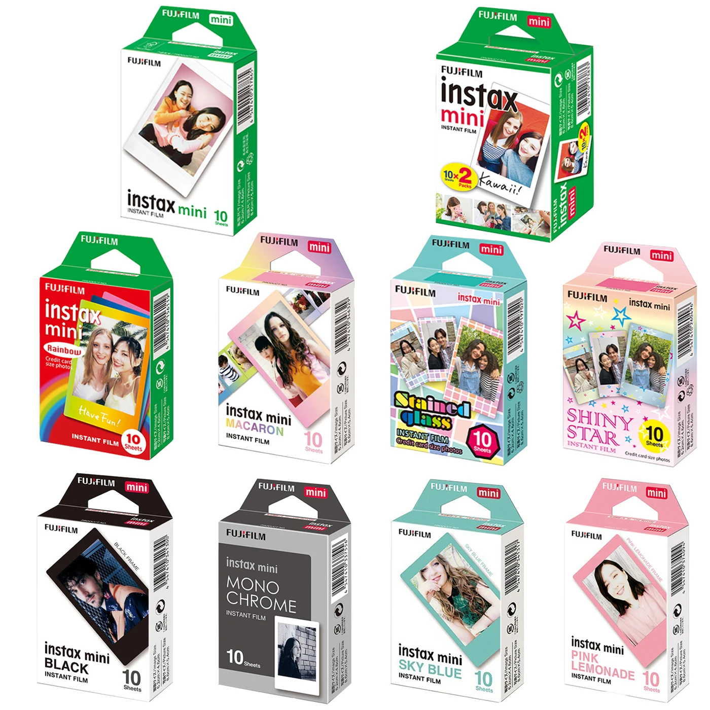 

10-20 Sheets Fujifilm Instax mini Film Instant Black frame Macaron Rainbow photo paper for Mini 11 9 8 7s 70 25 50 90 SP-2