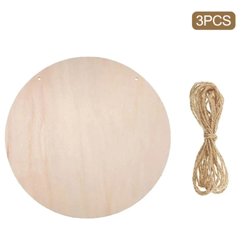 

3 шт. 30 см деревянные подвесные знаки, украшения, необработанная табличка, Пирография, круглая пустая картина, письмо, 2 отверстия, ремесла, ло...