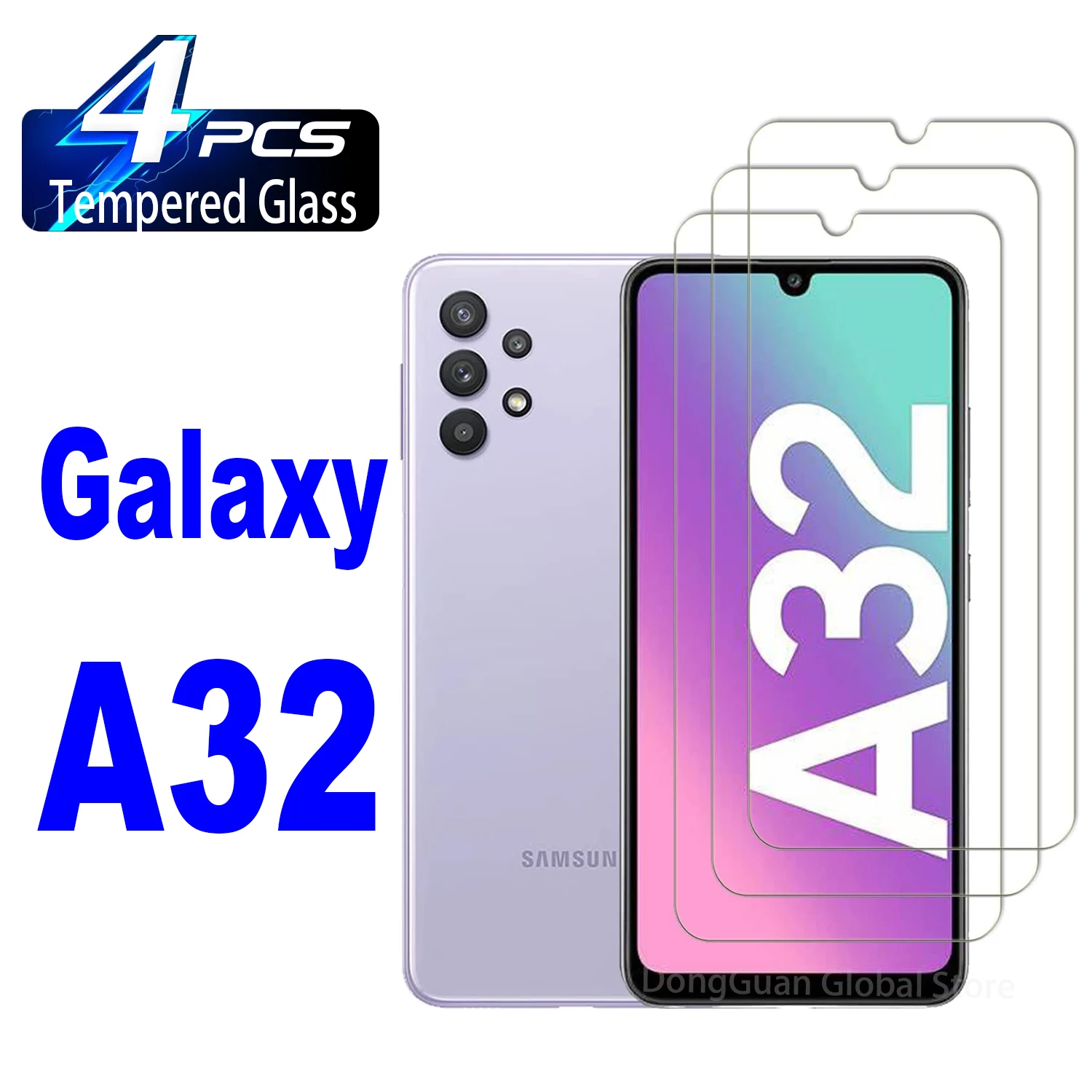 

4 шт. высококачественное алюминиевое закаленное стекло для Samsung Galaxy A32 A32 5G A53 A52 A52S S20 FE 5G A13 A03 A12, защита для экрана, стеклянная пленка