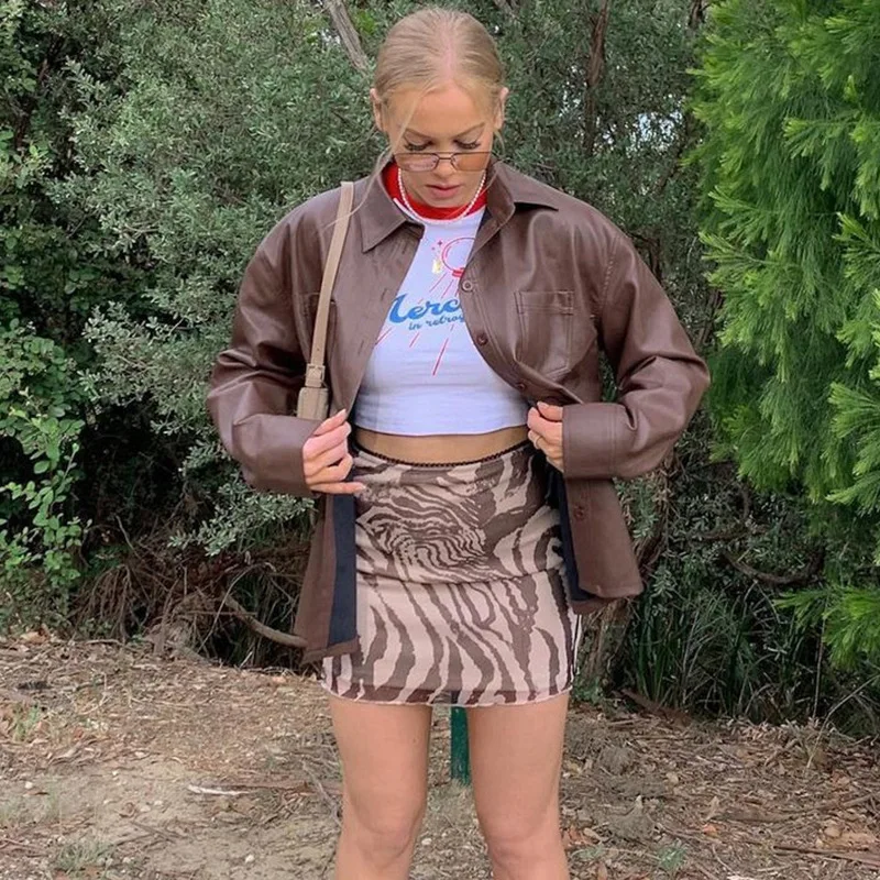 

Коричневая юбка в стиле Харадзюку, сетчатая уличная одежда с принтом и краской, летняя винтажная Женская Сексуальная облегающая мини-юбка Y2K с высокой талией, новинка 2021