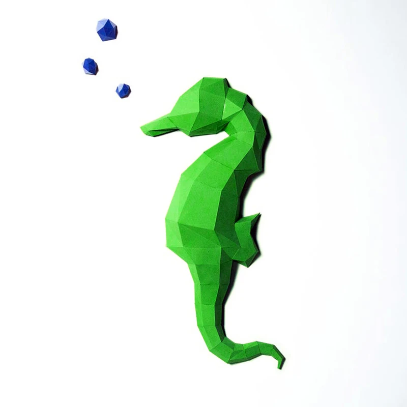 3D Бумажная форма животное необработанная модель морского конька животного