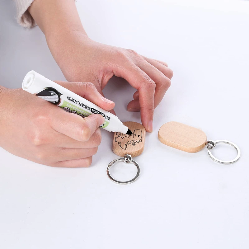 5Pcs Pusty drewniany brelok do kluczy dla kobiet Mężczyźni Drewniane breloki Identyfikatory psa Breloki Torba Zawieszka samochodu