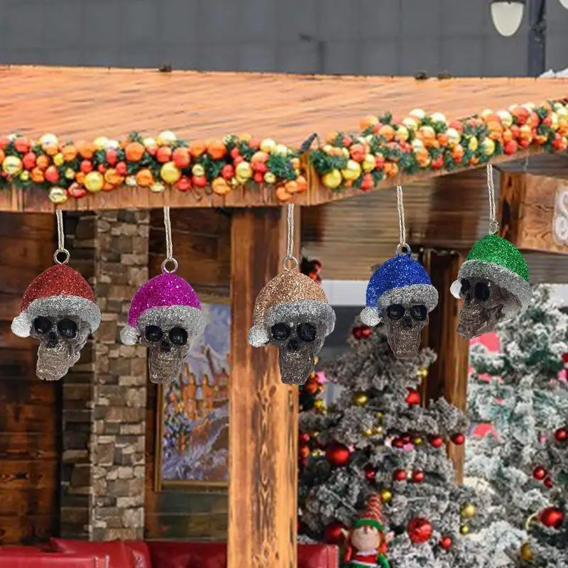 

Рождественские украшения в виде черепа, реалистичные красочные строительные украшения для дерева, изысканный Рождественский скелет для по...