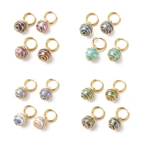kissitty 10 pairs round natural agate beads dangle huggie hoop earrings for women drop earrings jewelry findings gift