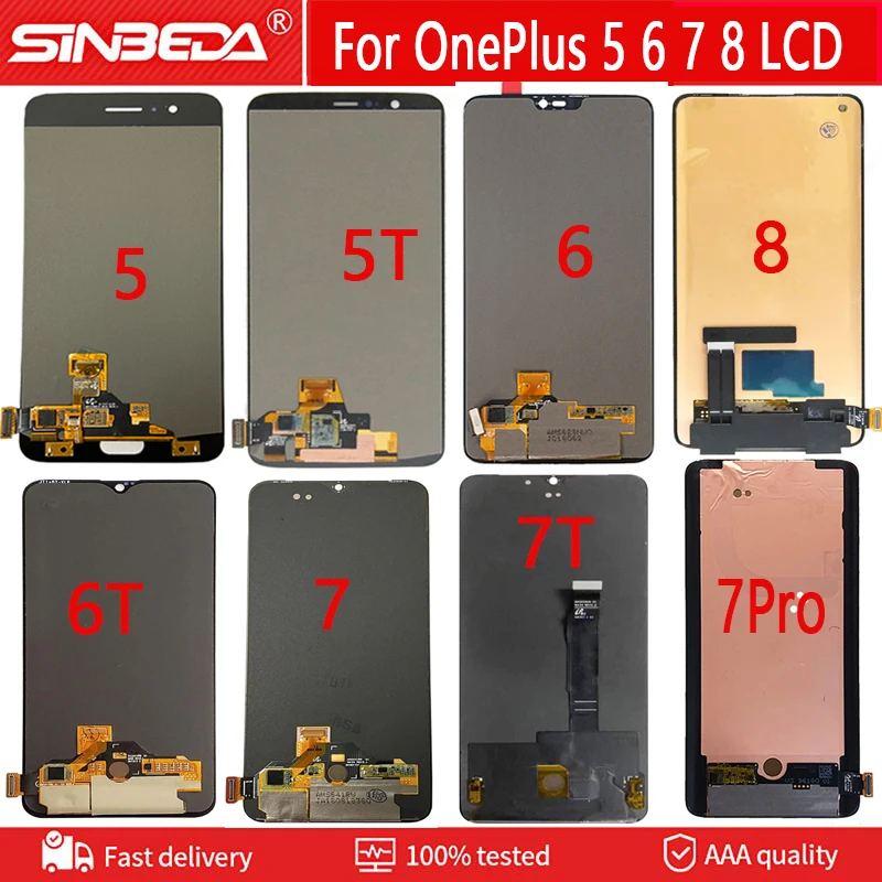 

Original AMOLED For Oneplus 5 LCD 5T 6T 7 7T 7pro 7T pro 8Pro 9R 9Pro LCD Display Touch Screen Replacement For Oneplus 6 Display
