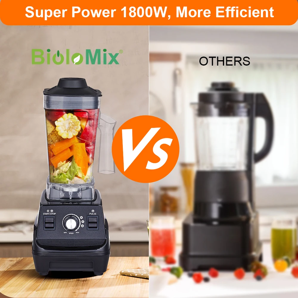 BioloMix Mini Pro 1800W High Power Smoothie Blender BPA Free 1.8L and 0.6L Dual Jar Performance Kitchen Mixer Juicer |
