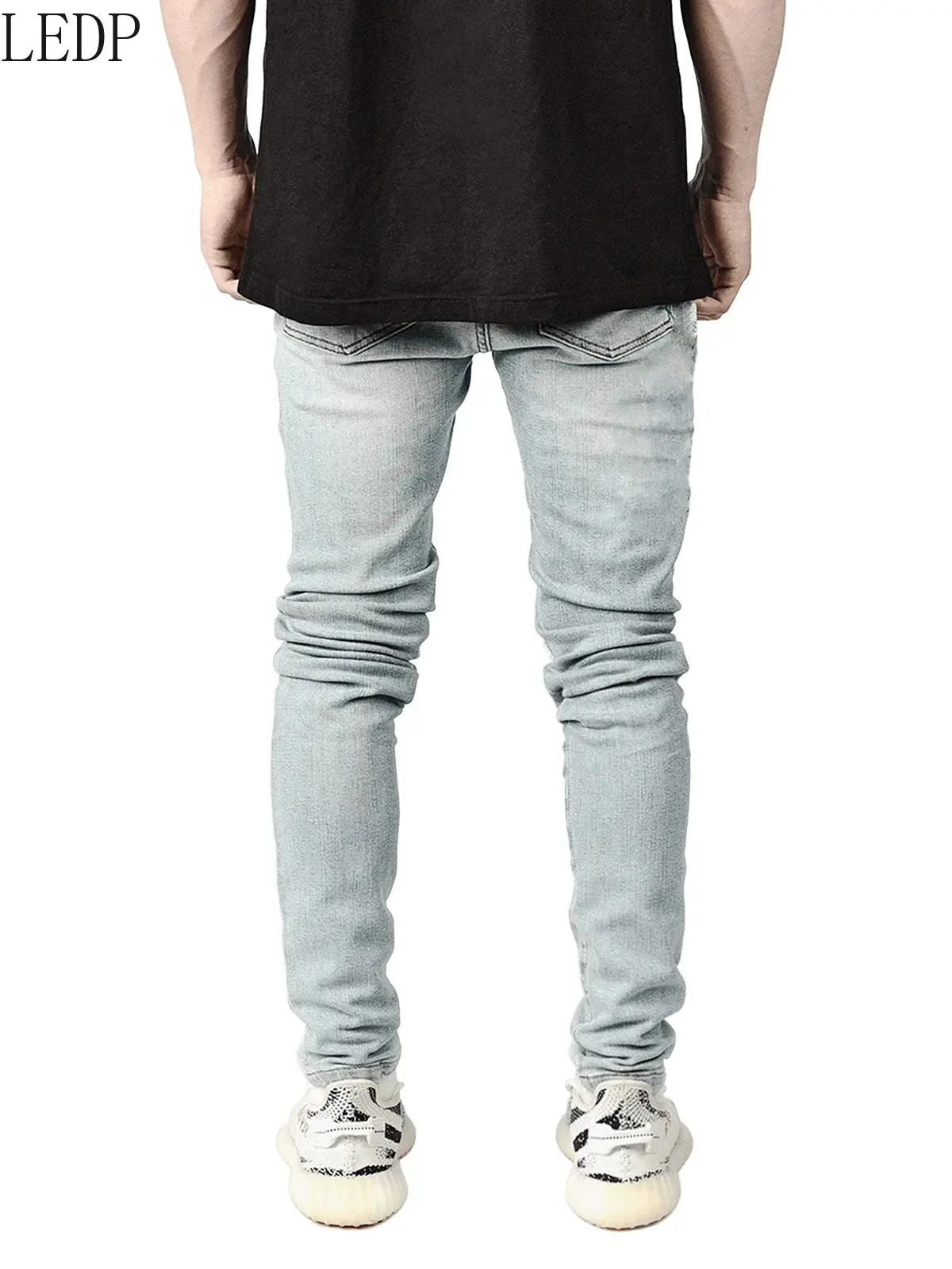 2022 New Men's High-End Slim Fit Ripped Ankle-Tied Pants New Men's Jeans