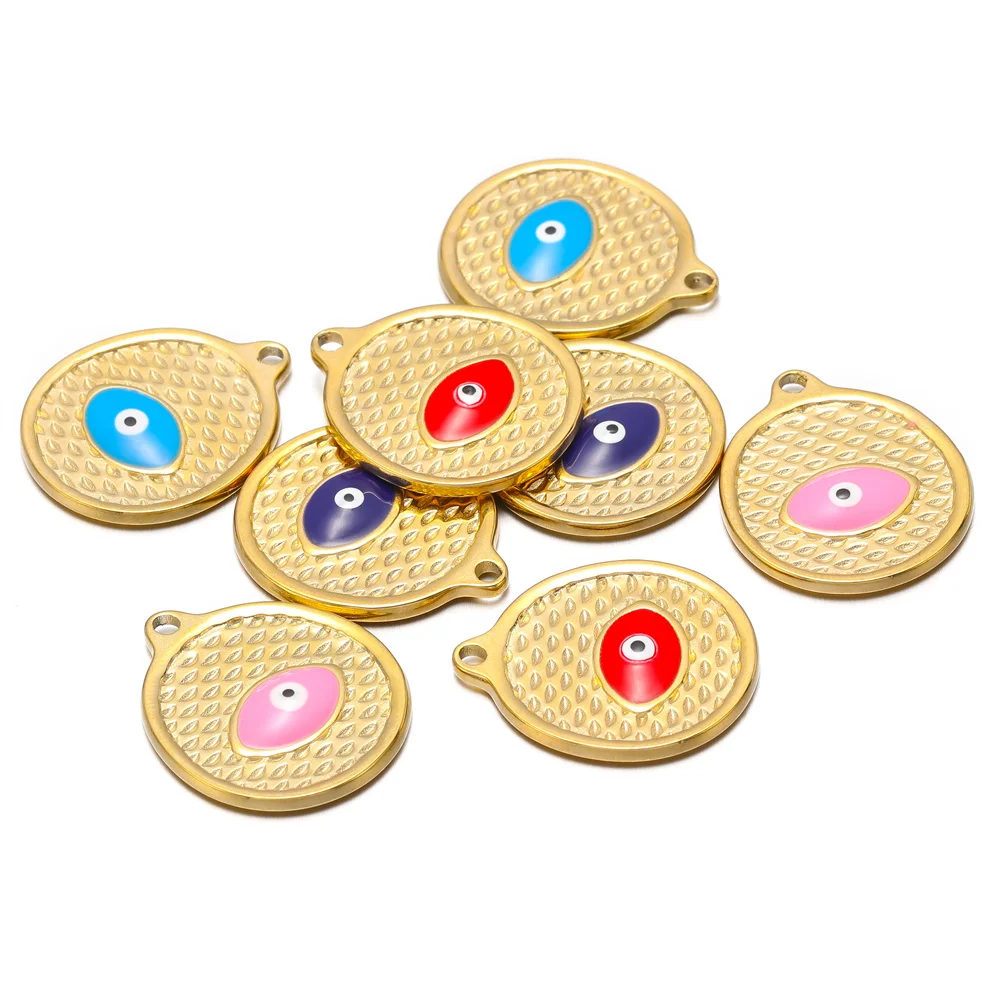 

5pcs/Lot Stainless Steel Evil Eye Enamel Charms for Jewelry Making Supplies Handmade Pendant DIY Necklace Earrings Wholesale