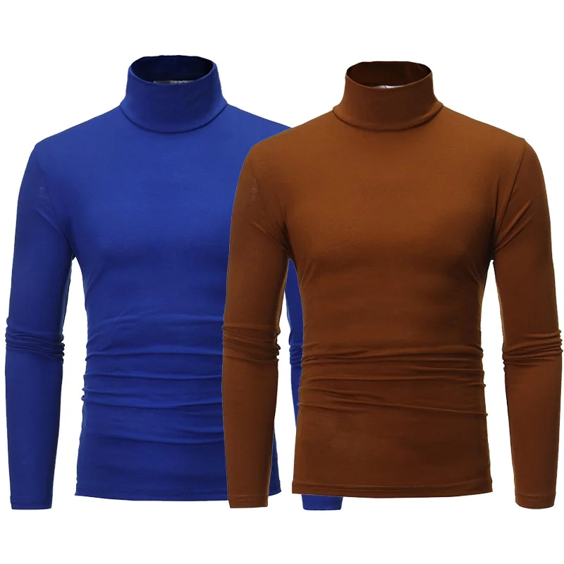 

Turtleneck for Men Solid Colour Slim Elastic Thin Pullover Men Spring Autumn Turtleneck Men Knitting Brand Long Sleeve T-shirt