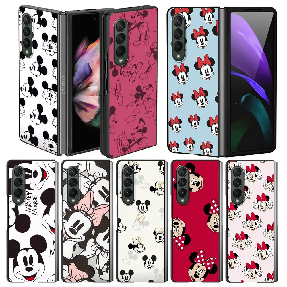 

Mickey Mouse Cartoon LOVELY Case for Samsung Z Fold3 Fold4 5G Phone Cover for Galaxy ZFold 3 Fold 4 Black Hard Fundas 6.7 Inches