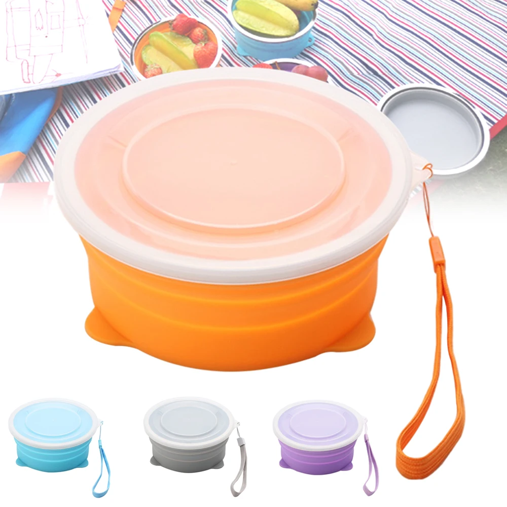 

Collapsible Portable Bowl with Lid Home Kitchen Silicone Bowl for Camping Folding Food Storage Container 2PCS for Picnic MC889