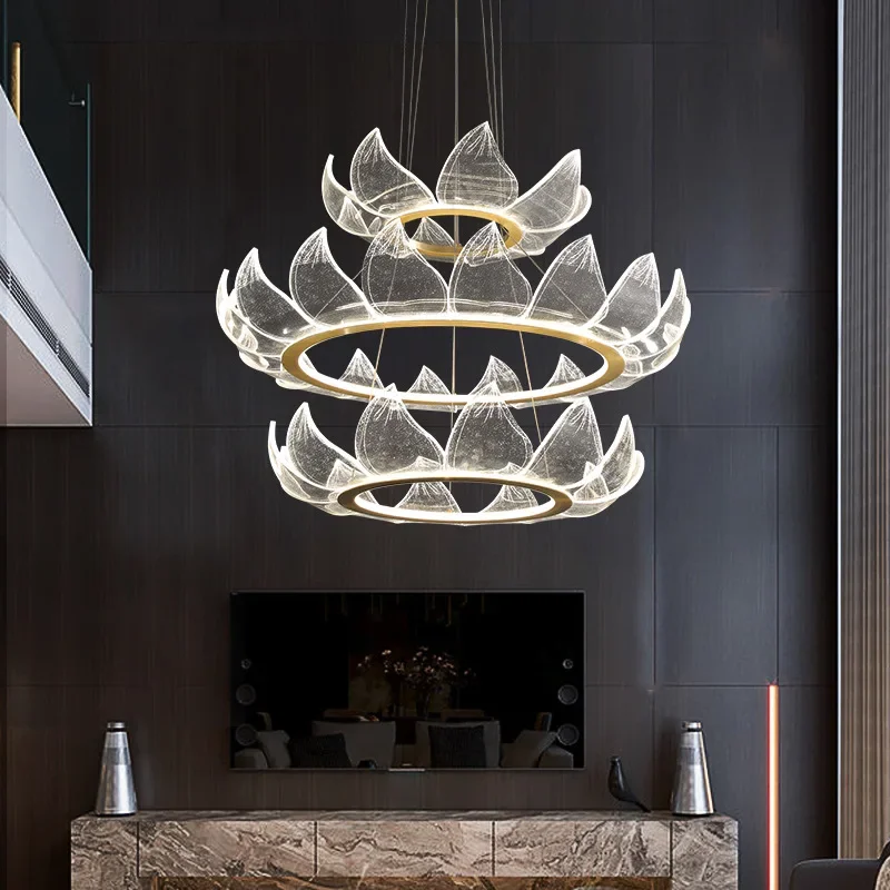Современные акриловые светодиодные люстры с лотосом потолочные светильники