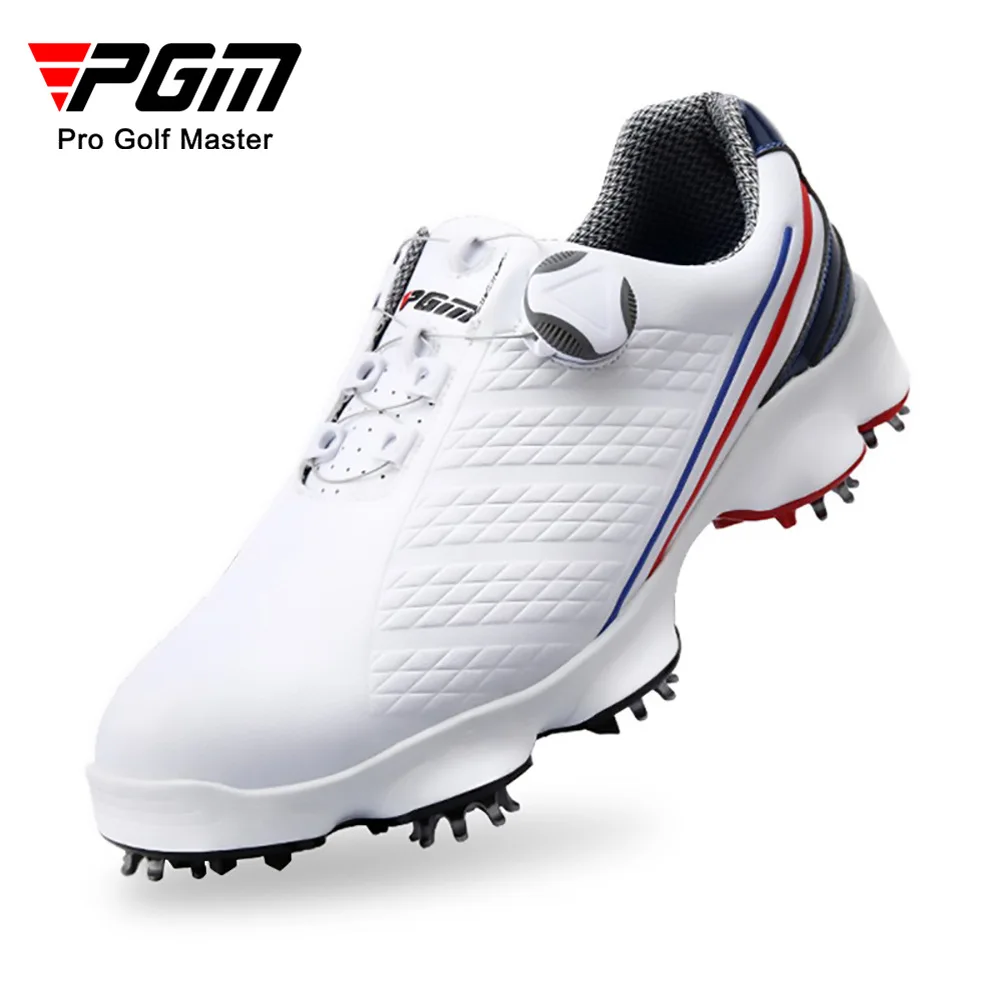 PGM Golf Shoes Mens Comfortable Knob Buckle Golf Men's Shoes Waterproof Wide Sole Sneakers Spikes Nail Non-Slip XZ107 39-45 Yard