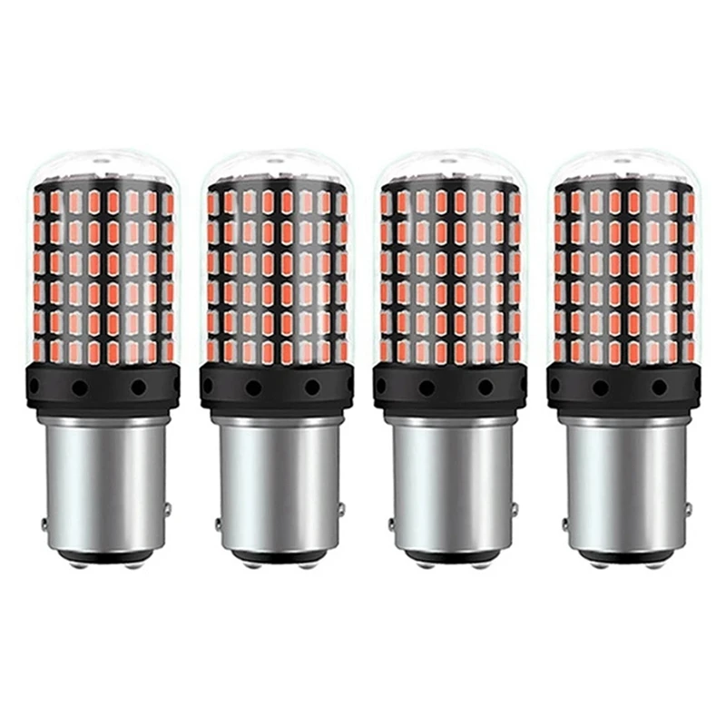 

4 шт., Автомобильные светодиодные лампы Canbus P21W 3014 BAY15D 1157 144Smd