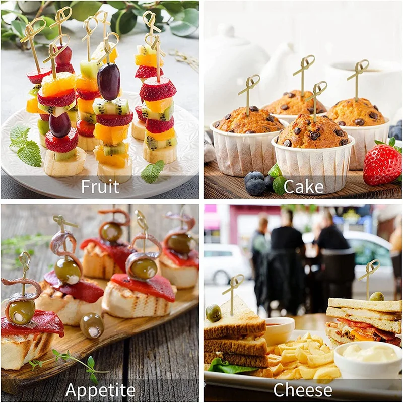 200 шт. бамбуковые палочки для коктейлей объемные украшения 4 7 дюйма шампуры с