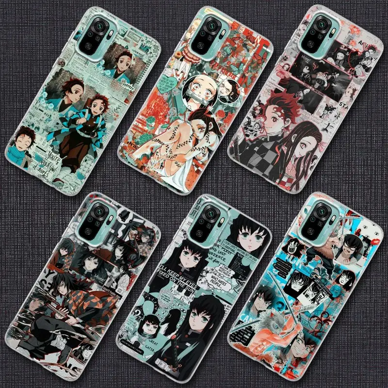 

Kimetsu No Yaiba Manga Case For Xiaomi Redmi Note 9s 8 11 9 10 Pro 10s 11s Note 9s 8Pro K40 Cases Clear Cover Demon Slayer Anime