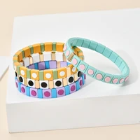 bohemian elastic enamel beads friendship bracelets for women accessories rainbow color boho bracelet summer beach surfer jewelry