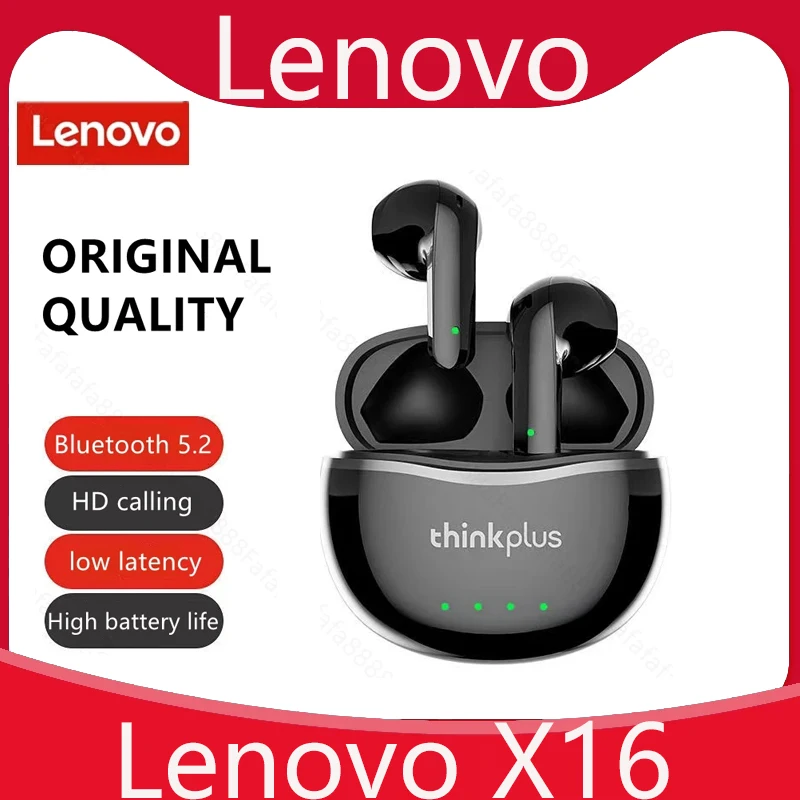 

Оригинальные беспроводные наушники Lenovo X16 Bluetooth 5,2 TWS, спортивные стереонаушники с двойным HD микрофоном, гарнитура