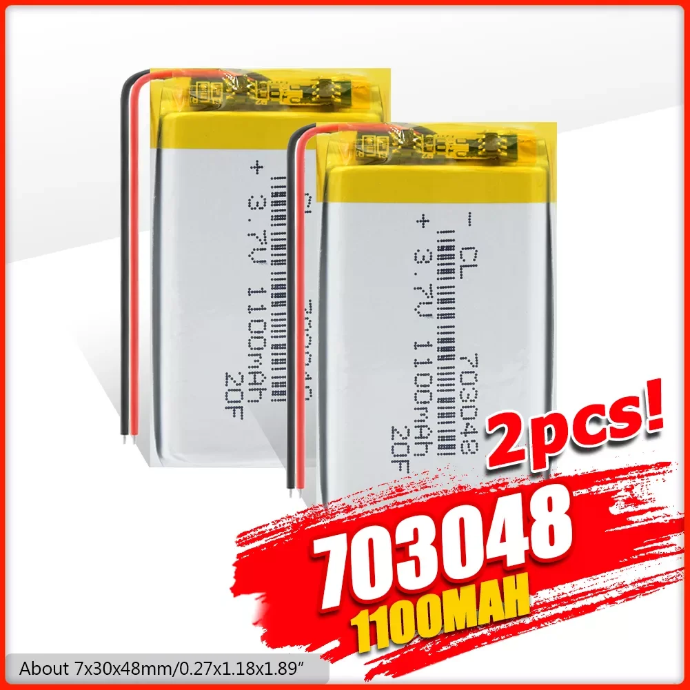 

2023NEW 3.7V 703048 1100mAh Lithium Polymer Rechargeable Battery for Beauty Instrument Early Education Machine Laptop Lithium Ba