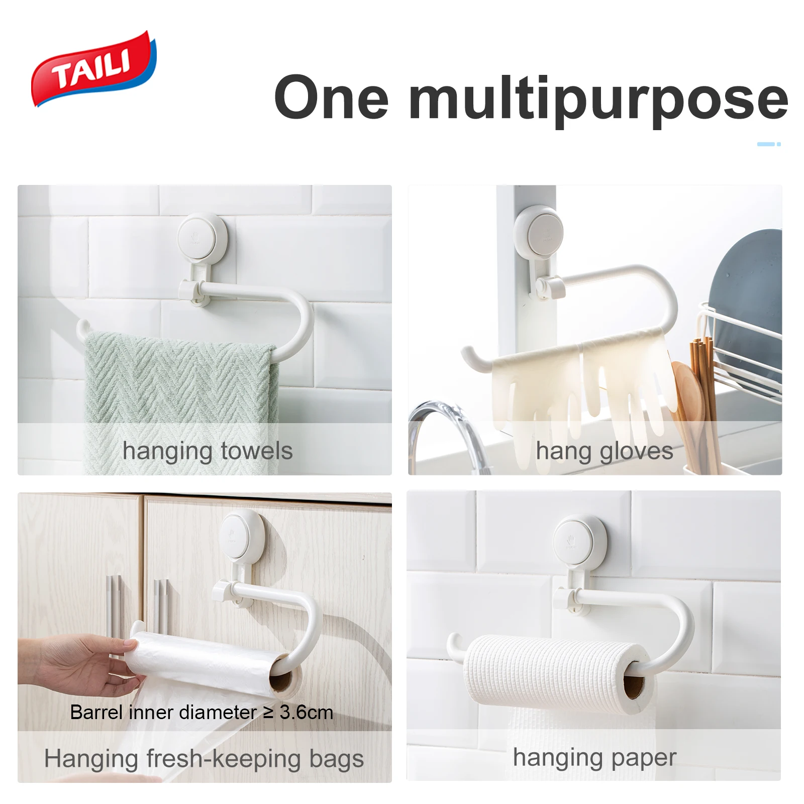 TAILI Полка для полотенец на присоске без сверления многоразовая настенная вешалка