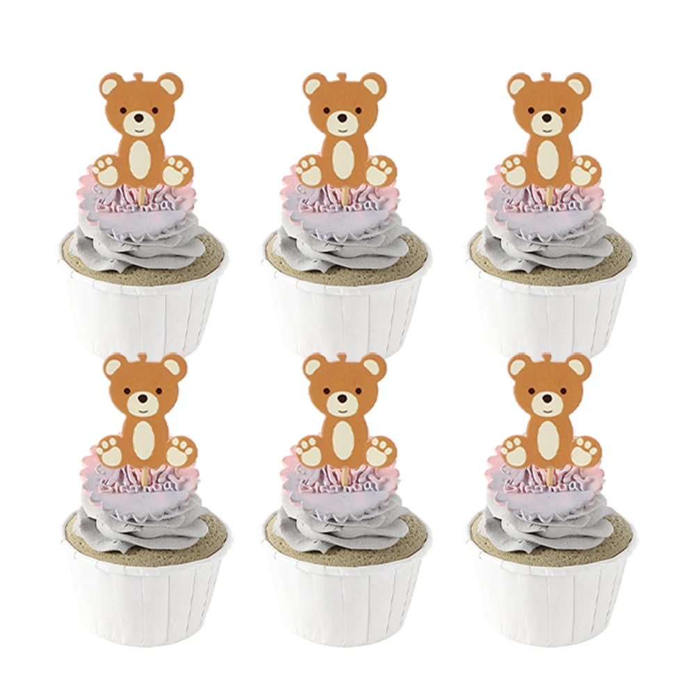 

10/20pcs Cute Bear Cupcake Topper Boy Girl Birthday Cake Toppers Kids 1st Happy Birthday Party Cake Decor Baby Shower Supplies