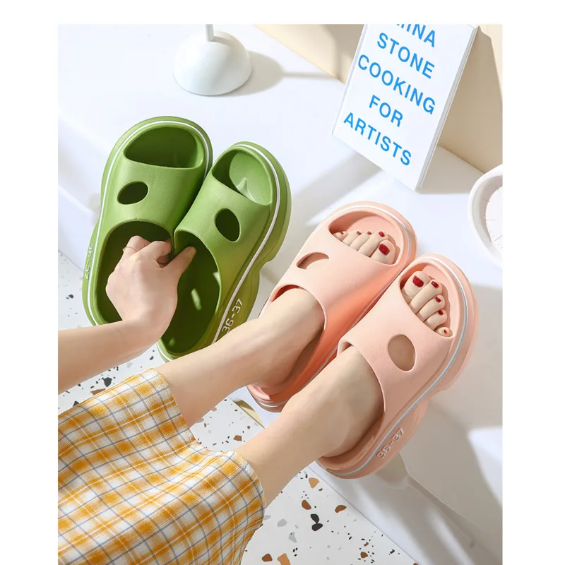 

Summer Simple Women Men Bathroom Thick Bottom Soft EVA HomeSmart Cool Slippers Freetie Official Store New Slippers Women Bottom