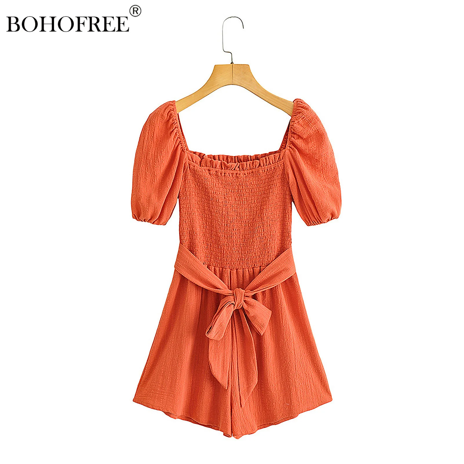 

Женский комбинезон из искусственного шелка, однотонный комбинезон в богемном стиле, однотонный комбинезон на шнуровке