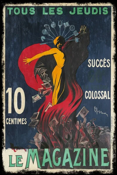 Обложка для журнала Le винтажный стильный металлический знак французская газета |