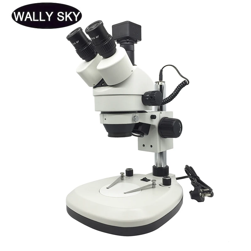 

3.5X-90X Zoom Trinocular Stereo Microscope for PCB Inspection with Top Bottom LED Light 5.0MP USB Camera Industrial Microscope