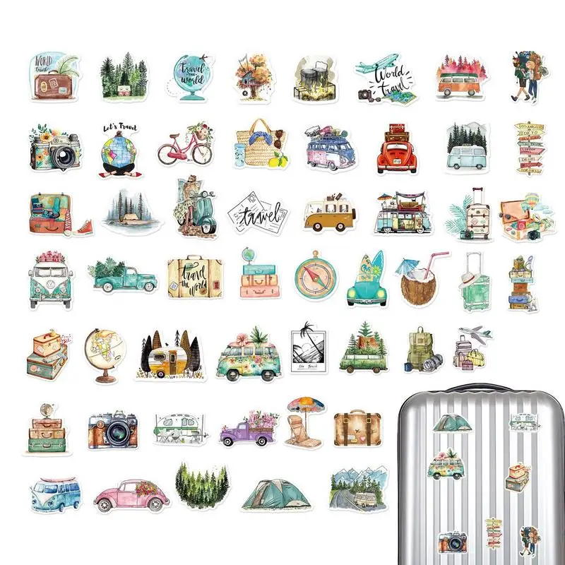 

Багажные наклейки для чемоданов, водонепроницаемые жесткие наклейки на шляпу, 50 шт., ноутбук, скрапбук, скейтборд, бутылка для воды, компьюте...