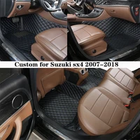 Car Floor Mat For Suzuki Sx4 2007 2010 2013 2015 2018 Rugs Panel Protective Pad Premium Custom Leather Foot Carpet Accessories