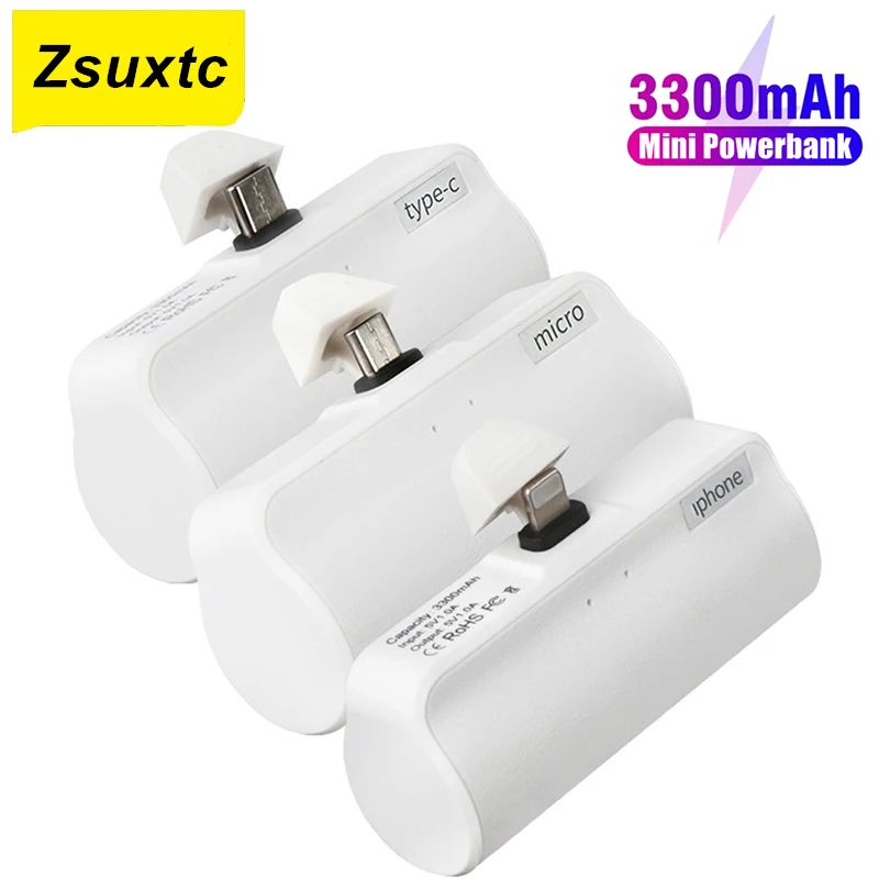 

3300mAh Mini Power Case For iPhone Xiaomi Samsung OPPO Huawei Oneplus Power Bank Poverbank Type C Battery Charger Case Powerbank