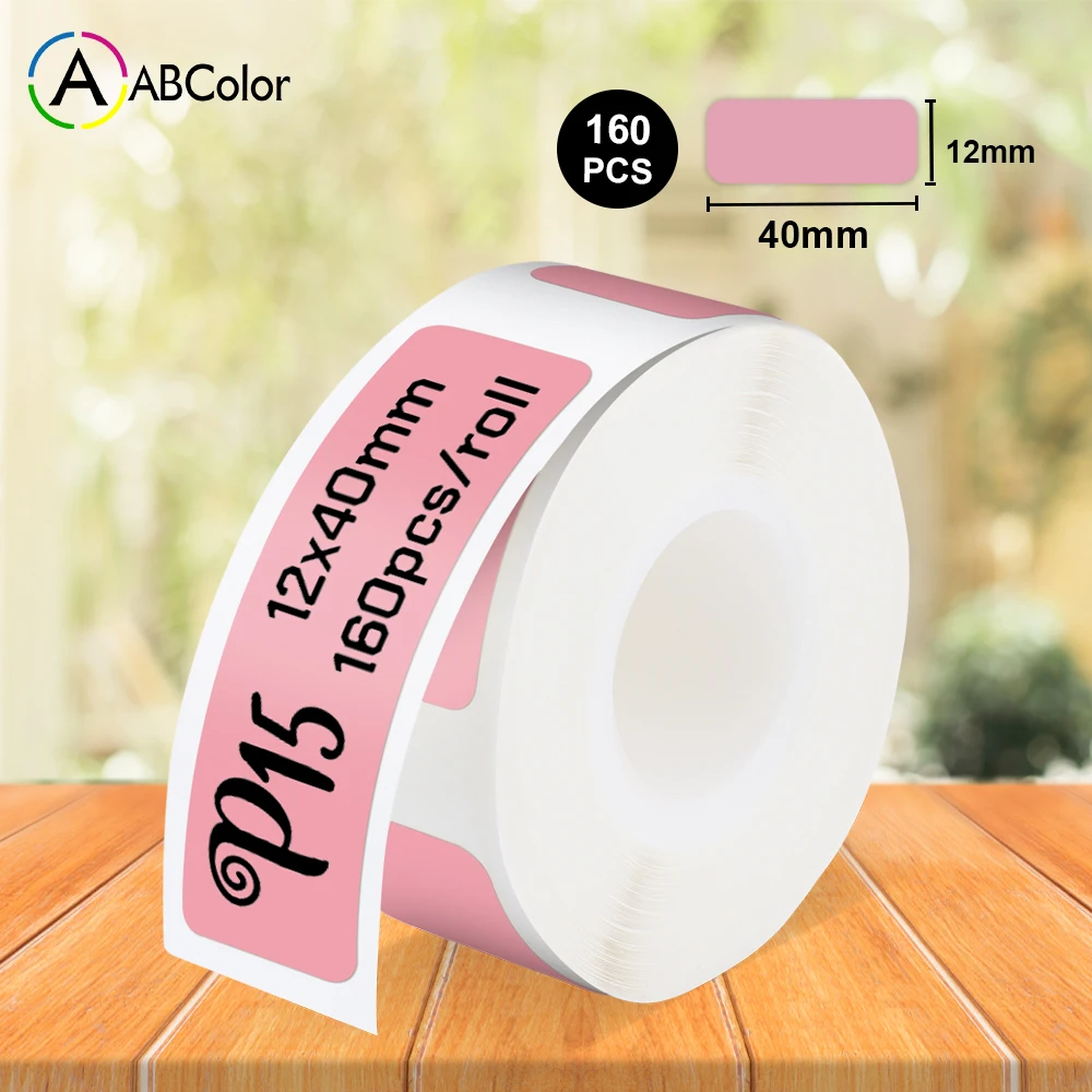 

1Roll Pink P15 Label Adhesive Sticker Suit for P15 Label Printer Marklife P15 P12 P11 L12 DELI Q2 Phomemo D30 PRT M11 Labeller