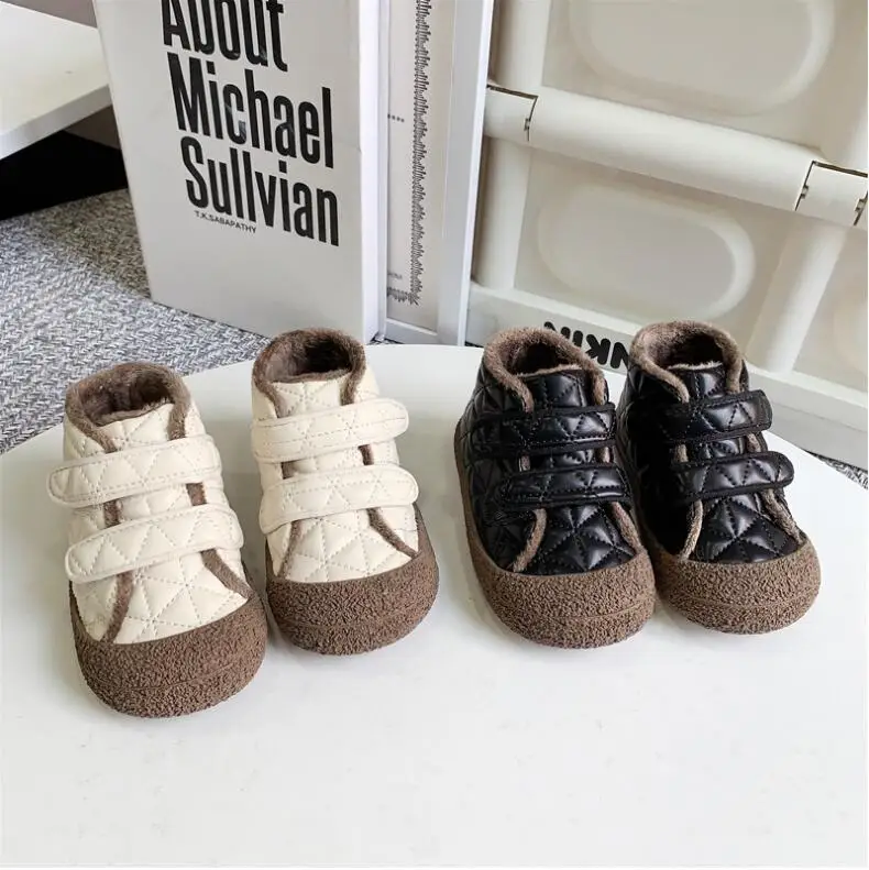 

Children mirror upper waterproof snow boots 2022 winter boys lamb wool warmth thick cotton boots girls soft-soled boots