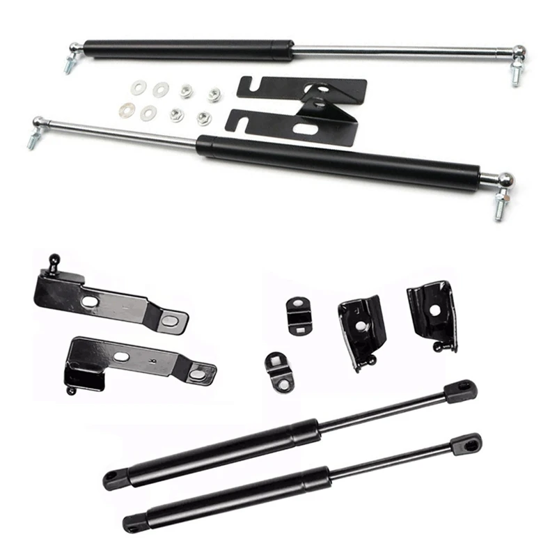 

1 Set Black Front Engine Hood Lift Support Shock Struts & 1 Set Car Front Bonnet Hood Cover Support Kit