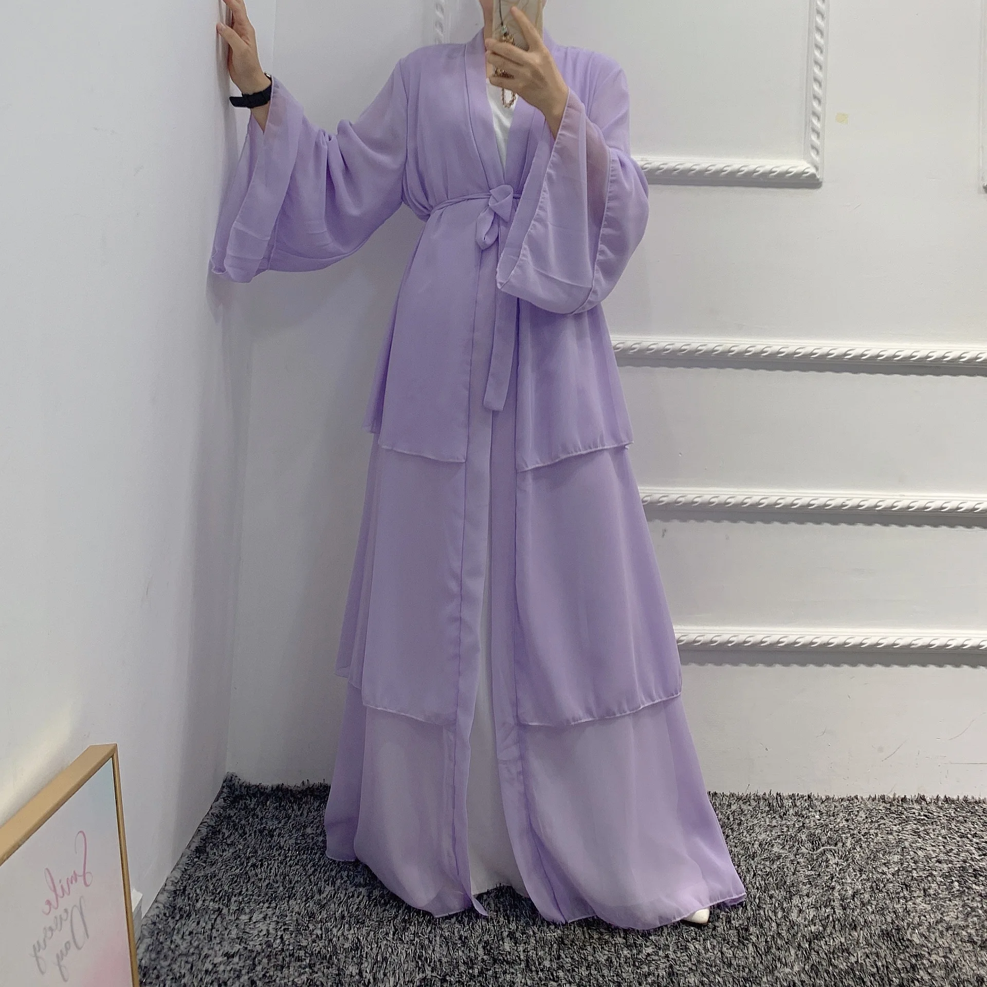 Chiffon Open Abaya Caftan Marocain Hijab Muslim Cardigan Abayas Dresses For Women Dubai Turkey Kaftan Casual Robe Kimono Femme