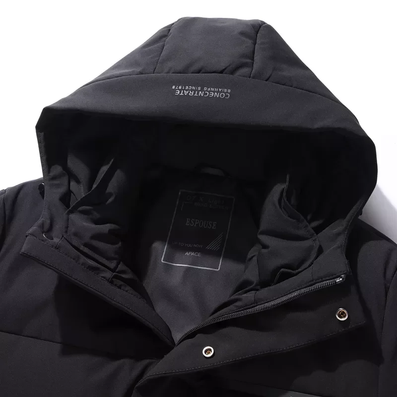Down Coat Male High Quality Brand Clothing Men's Thick Warm Mid-length Down Jacket  Fashion Casual Hooded White Duck
