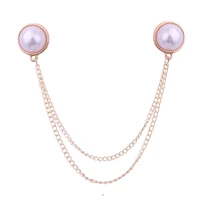 new fashion round pearl brooches for women metal tassel chain collar pin shirt coat badge corsage luxulry jewelry brooch gifts