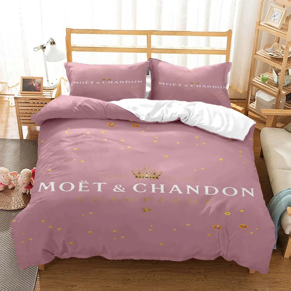 

Champagne M-Moet & Chandon 3D printed bedding Queen bedding set Customized King size bedding set for boy Soft and comfortable