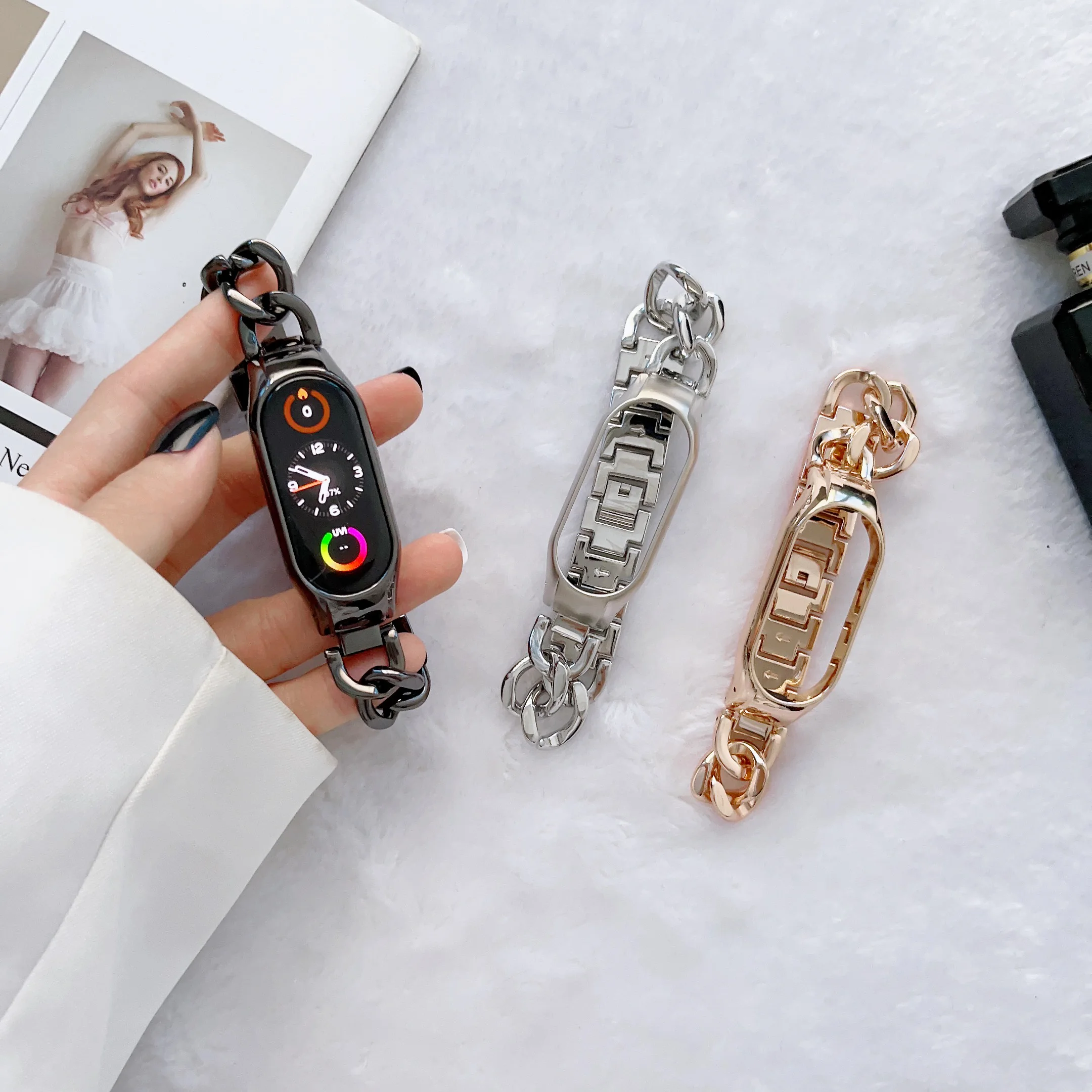 Ремешок для Xiaomi Mi Band 7 6 5 4 3, металлический браслет из нержавеющей стали, замена для Mi 8 9 10, ремешок для Xiaomi Mi Band 4 3, Correa (art.: 3920d7dcc85eb) - 3920d7dcc85eb
