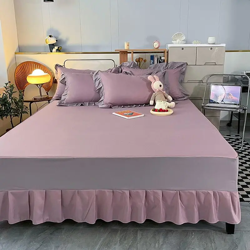 

Girls' Feng Shui Wash Cotton Bed Skirt, Mattress, Bedcover, Single Piece Non slip Bedcover, All Inclusive, All Seasons Universal