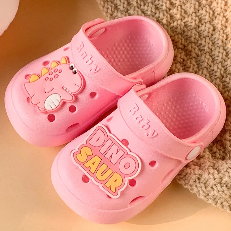 

Kids Small Dinosaur PVC Slippers Hole Shoes Boys Beach Sandals Girls Home Slippers Childrens Baby Garden Shoes Heel Wrap Summer